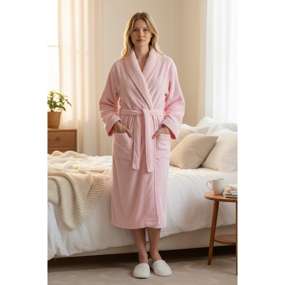 Frette Luxury Pink Terry Cloth Bathrobe Robe S/M Plush Spa Hotel Quality